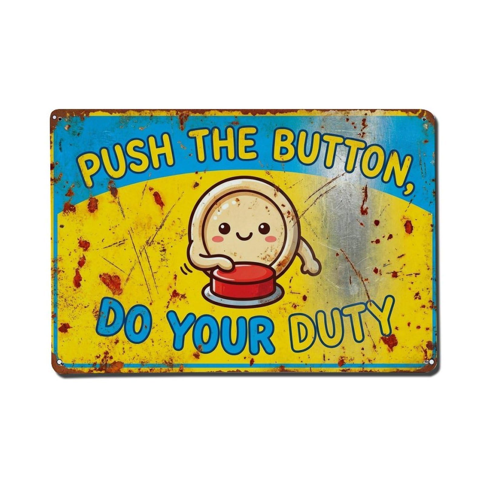 Olhnbad Style Push The Button Do Your Duty Toilet Humor Metal Tin Sign