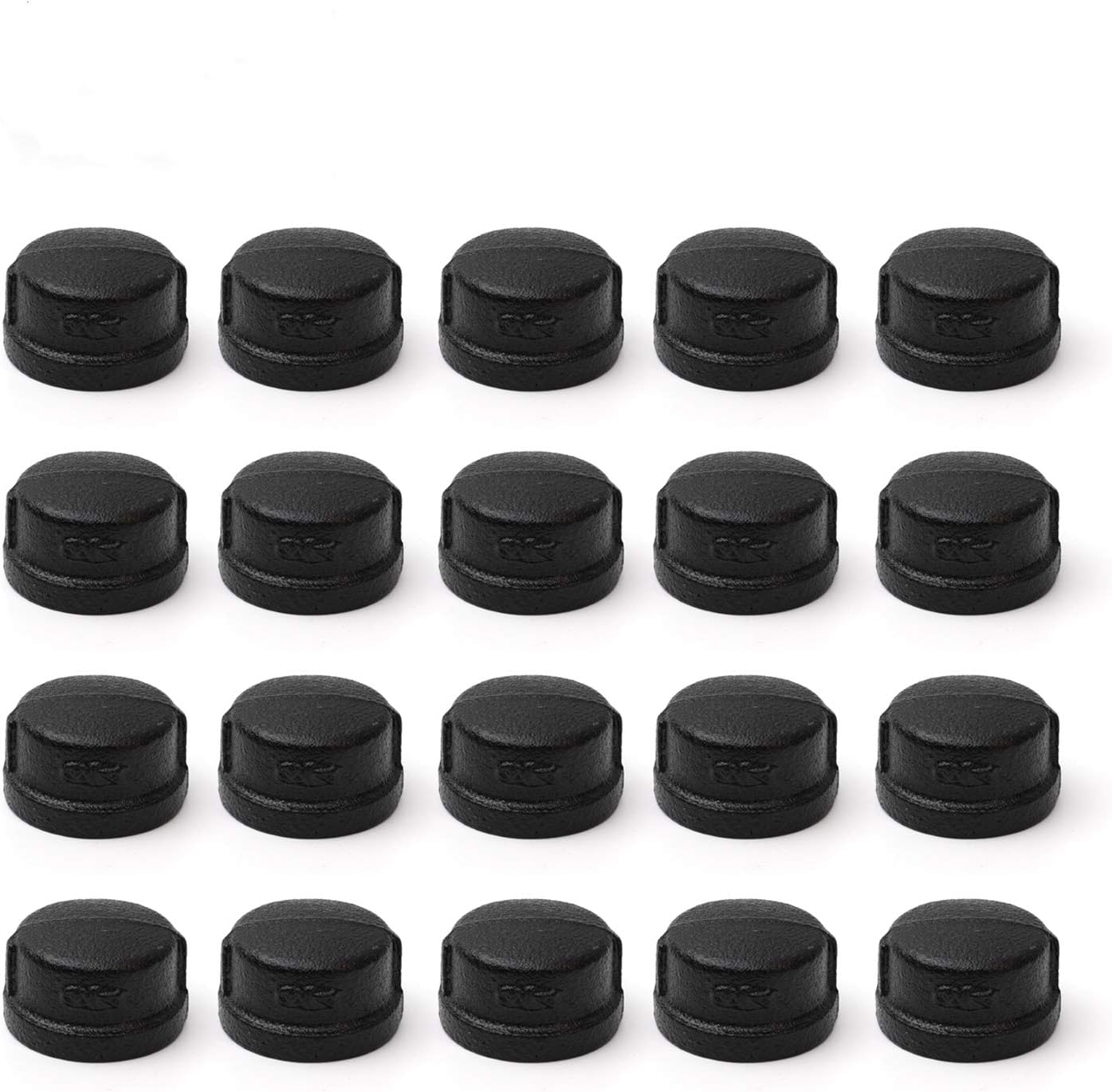 3/4" Black Pipe Cap, Home TZH 20 Pack Malleable Cast Iron Female Pipe Caps for Steam-Punk Vintage Shelf Bracket DIY Plumbing Pipe Decor Furniture (20, Black 3/4 Inch)