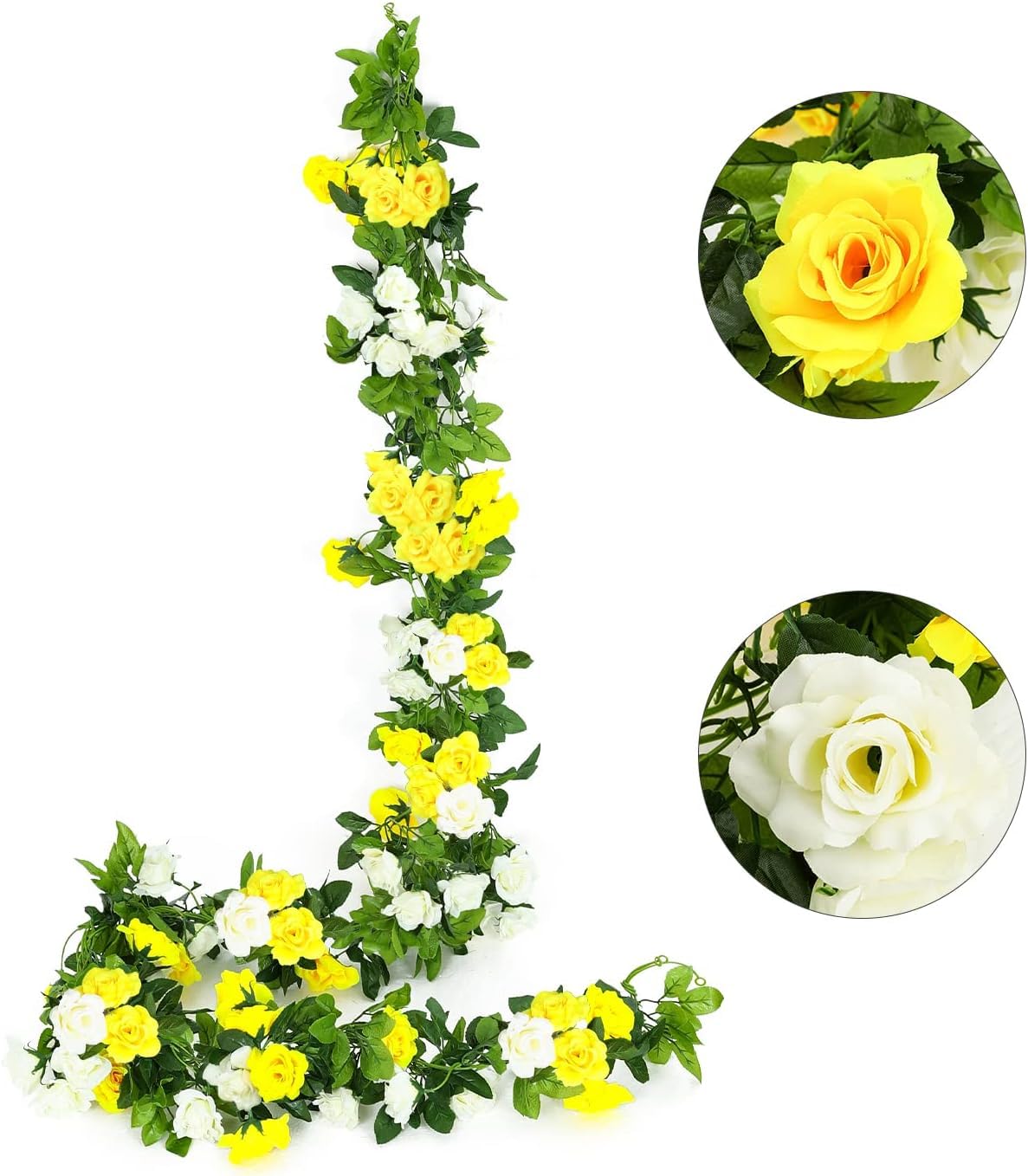 Amazon | 造花 バラのつる 黄色い花 ガーランド 吊り下げ シルクローズ