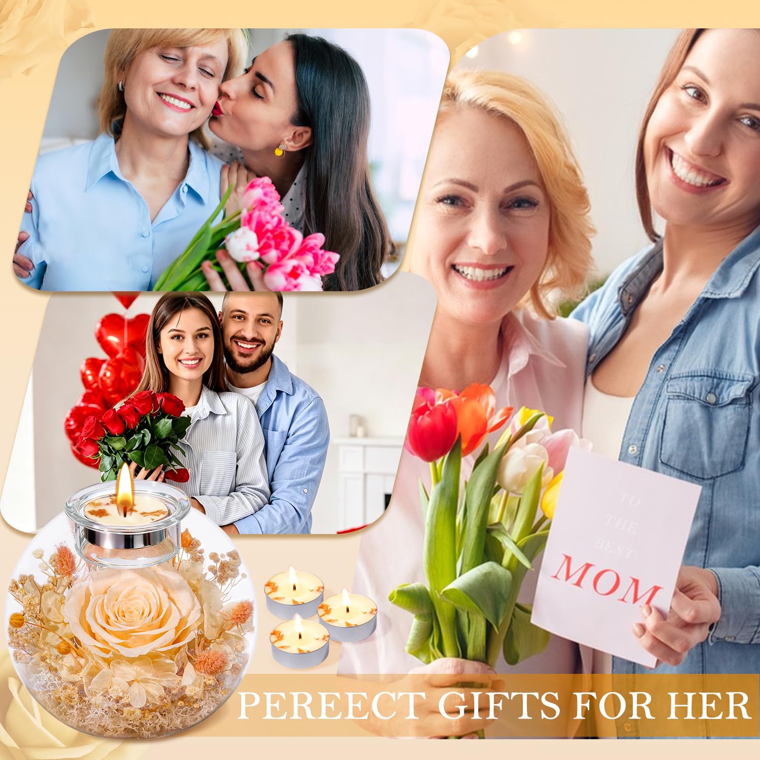 Konservierte Rose mit Duftkerzen Geburtstagsgeschenke für Frauen