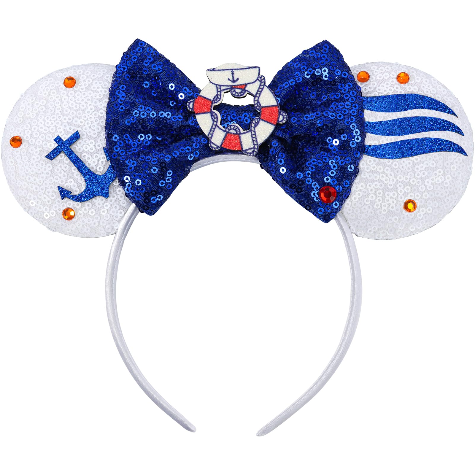 ETLUK Cruise Headband, Nautical Sequin Bow Headbands for Kids Girls, Cute Party Headband for Kids, Travel Vacation Accessories