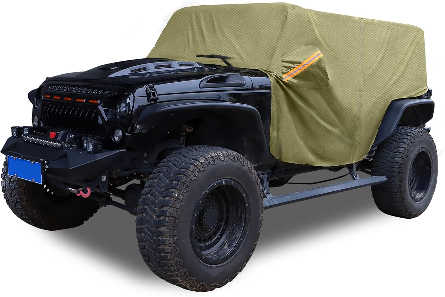 X AUTOHAUX SUV Car Cover Cab Cover Fit for Jeep Wrangler JK JL Hardtop 2 Door 2007-2021 Outdoor Sun Dust Wind Snow Protection 210D Oxford with Driver Door Zipper Green