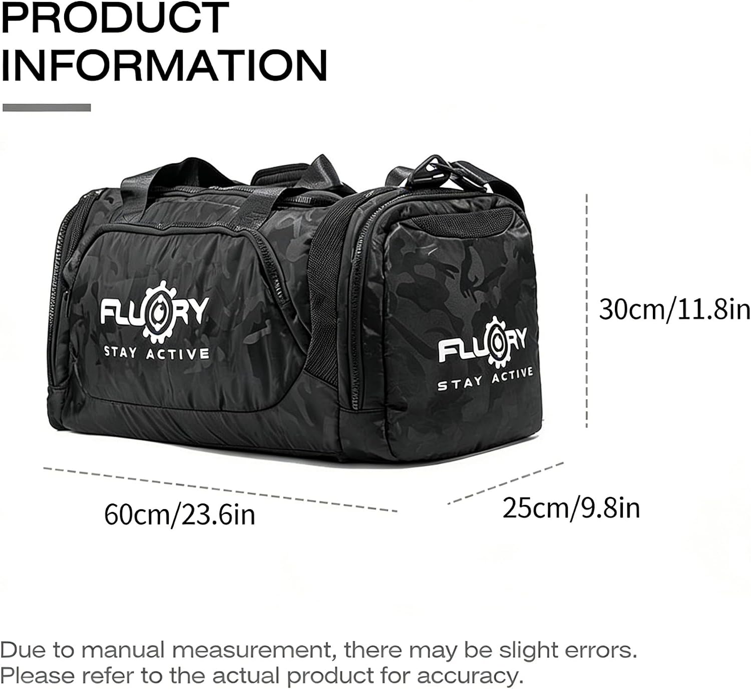 FLUORY Duffle Bag, 45L Large Capacity, Breathable mesh, Wear-Resistant Training Bag for Men Women, Duffle Bag with Shoe Compartment for Workout Travel Boxing, MMA, Fitness