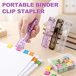3Pcs Agrafeuse à pince portable, y compris 50 Clips colorés réutilisables, Mini Push Stapler Stampers, Push Clips réutilisables pour le papier, distributeur de clips à clam pour le bureau de l'école de documentation
