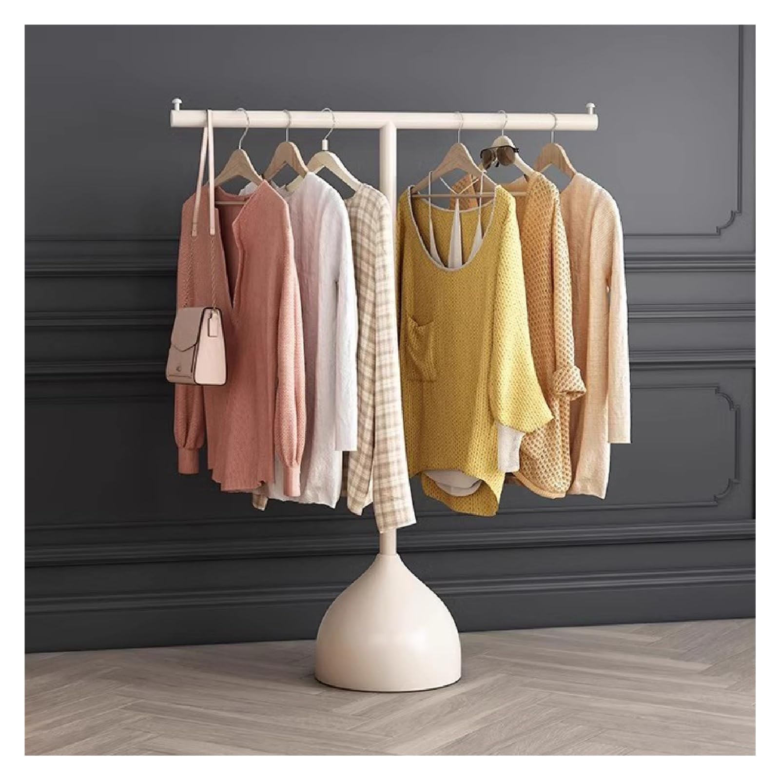 Portant à vêtements en métal en T idéal pour aménager vos chambres à coucher et boutiques