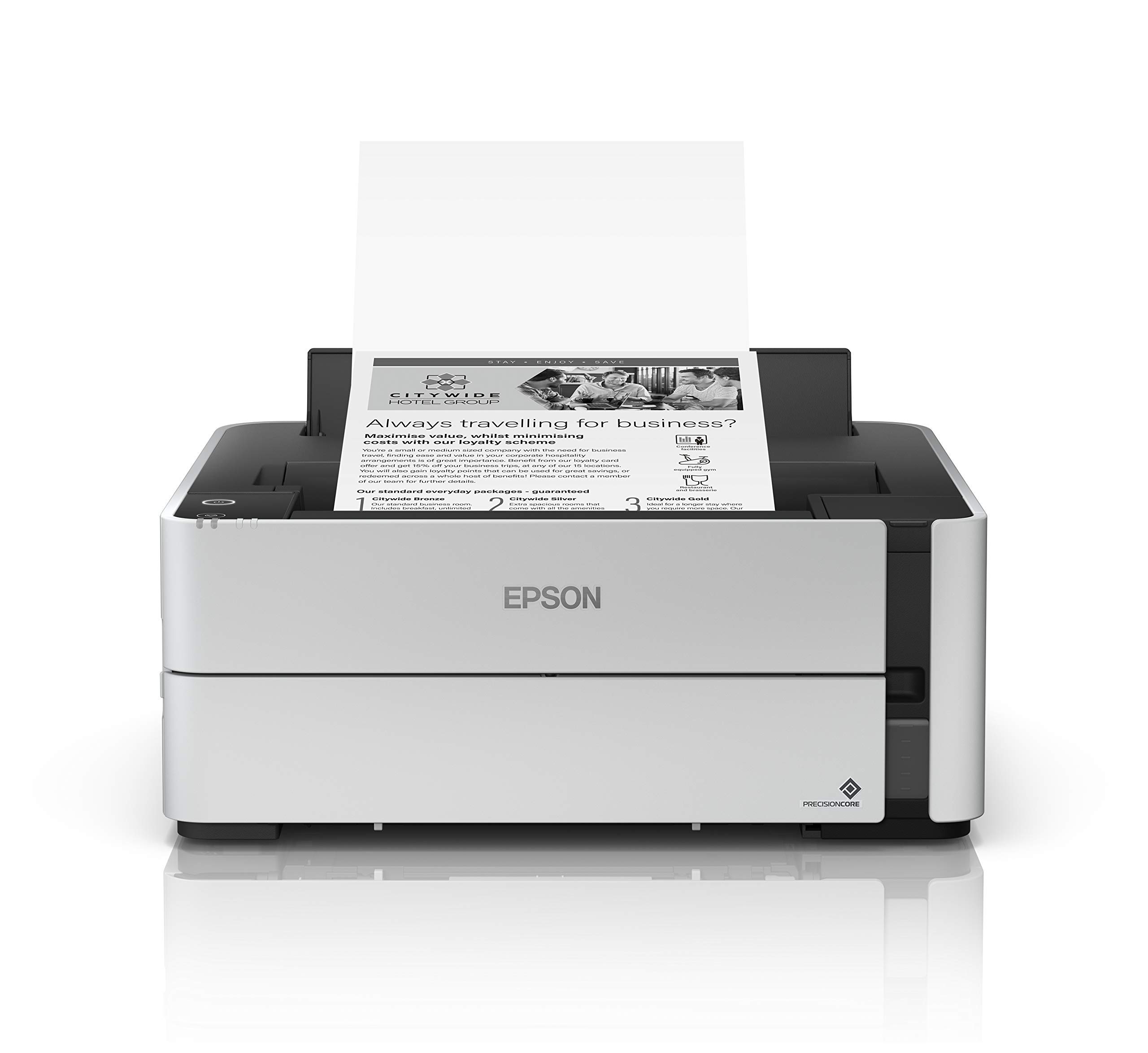 Epson EcoTank ET-M1170 Wireless Monochrome Supertank Printer with Ethernet PLUS 2 Years of Unlimited Ink*,White