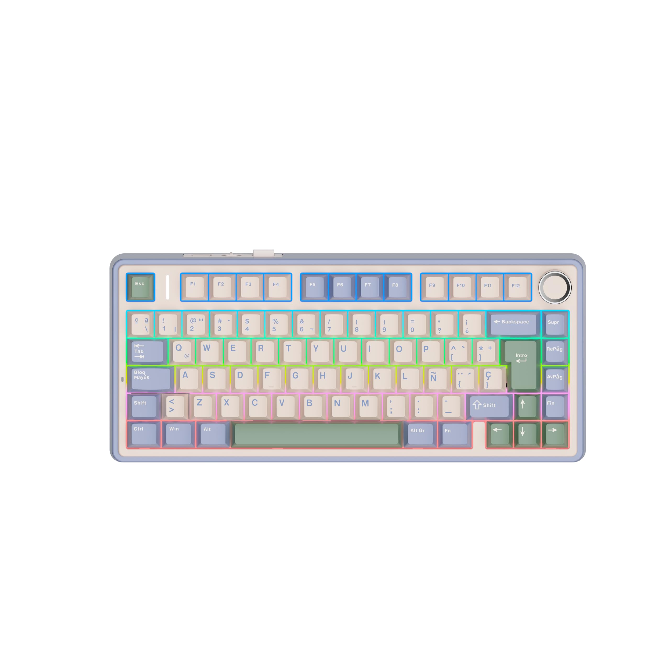 EPOMAKER Aula F75 ISO-ES Wireless Mechanical Gaming Keyboard 75 Spanish Layout with Knob Creamy Gasket Sound-Dampening RGB Hot-Swap