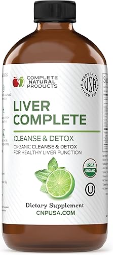 Complete Natural Products Liver Complete 12oz - Suplemento líquido orgánico de limpieza y desintoxicación del hígado para enzimas altas, hígado