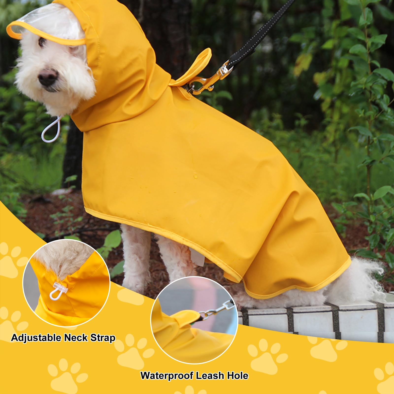 Dog Raincoats Waterproof,Lightweight Pet Rain Jacket Puppy Clothes,Adjustable Waterproof Dog Coat,Raincoat for Medium Dogs (Yellow - Image 3