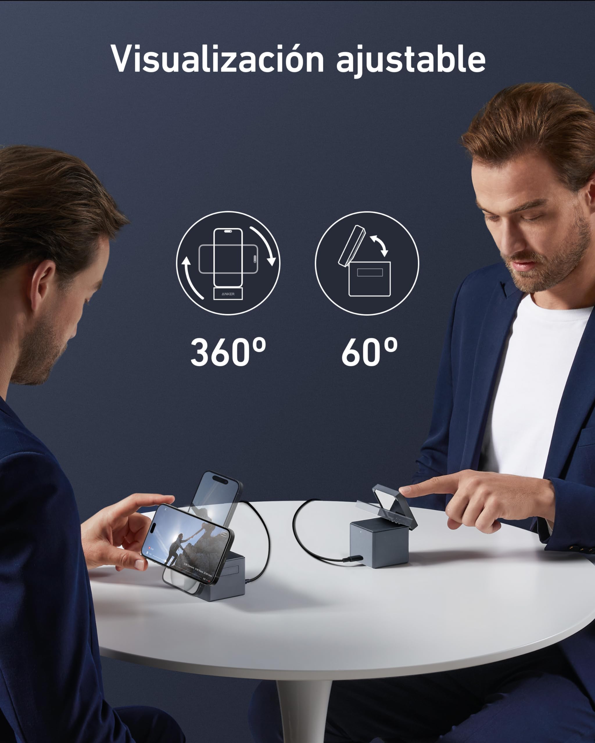 Anker MagGo Cargador Inalambrico iPhone Cubo 3 en 1 con MagSafe 15W, Potencia de Carga Máxima Inalámbrica, Compatible con iPhone 17/16/15/14/13 Air Series, Apple Watch Serie, y AirPods Pro