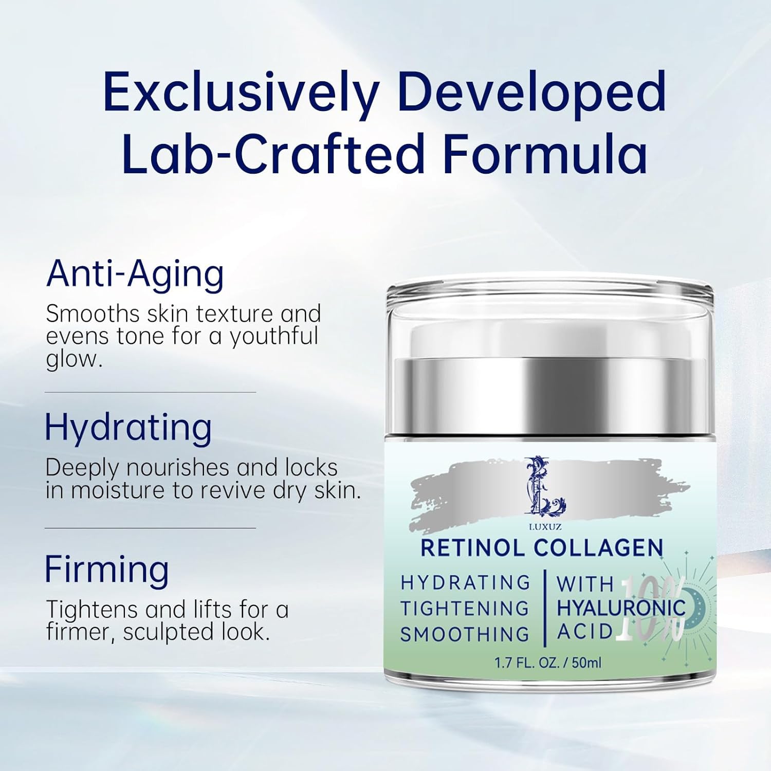 Retinol Firming Face & Neck Cream with Collagen and Hyaluronic Acid – Anti-Aging Moisturizer for Wrinkles, Lifting & Hydration for Men & Women, 1.7 Fl Oz - Image 4