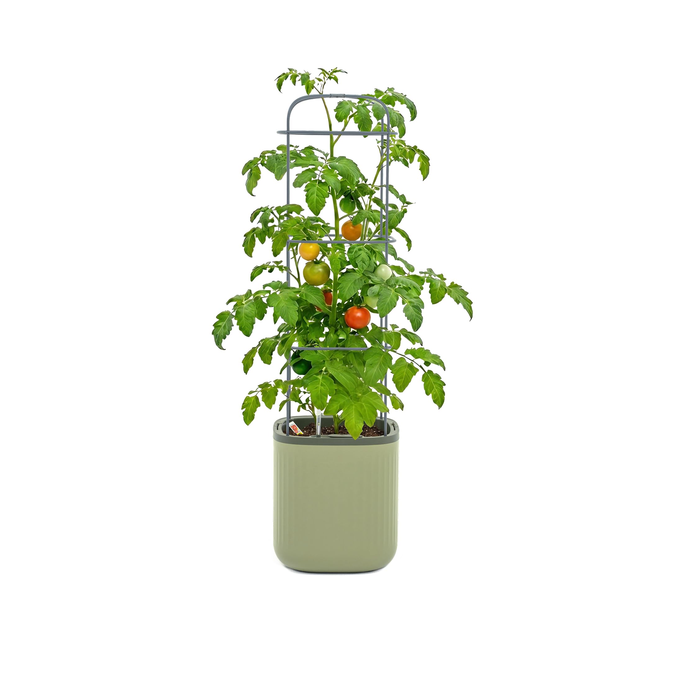 Vego garden Planters for Outdoor & Indoor Plants, Large Plant Pots with Self Watering, 55" Tall Large Plant Pots with Steel Trellis for Flowers Plants Decor Sage Green