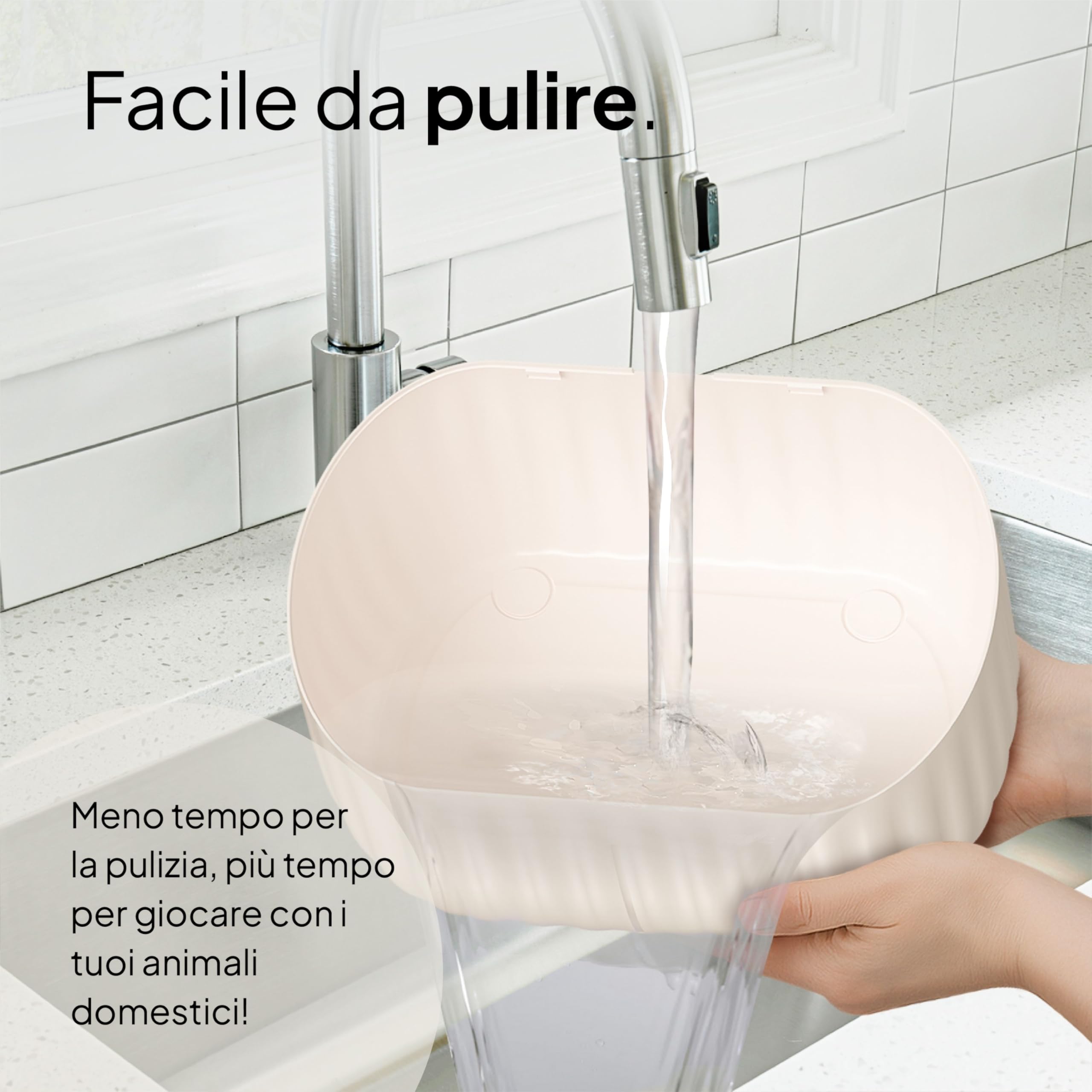 Pretty Paw Fontanella per Gatti Senza Fili 3L con Sensore di Movimento - Distributore Acqua Gatti Silenzioso a Batteria, 3 Modalità di Flusso - Pure Flow Max (Beige)