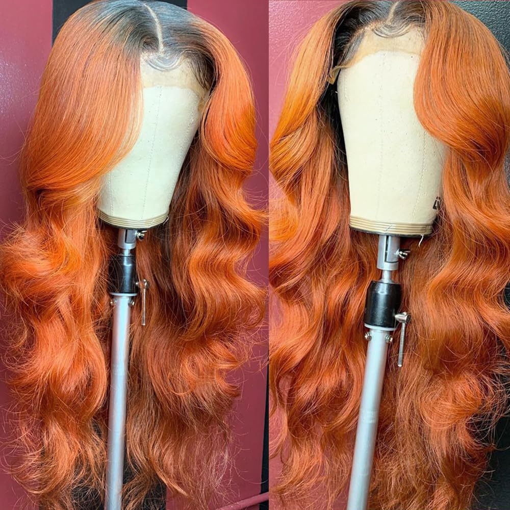 Amazon.com : YMS Ombre Orange Transparent Lace Front Wigs  display picture 1