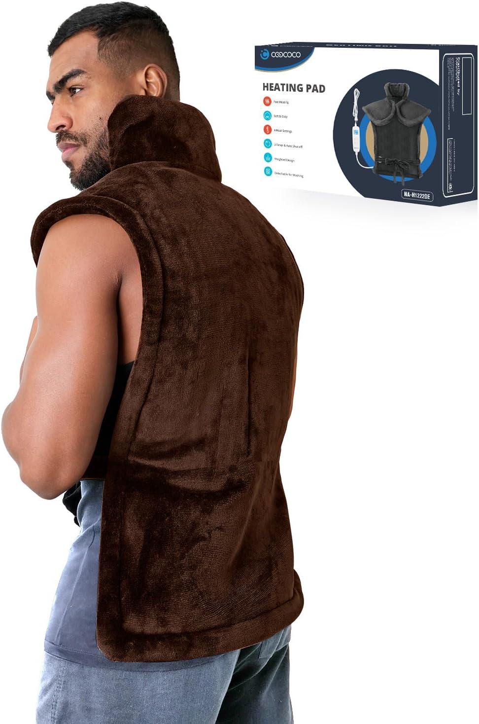 CooCoCo XXL Large Full Body Heating Pad, FSA Eligible, Electric Heat Pad for Neck and Shoulders and Back Pain Relief, ETL Certified, 24"x37"