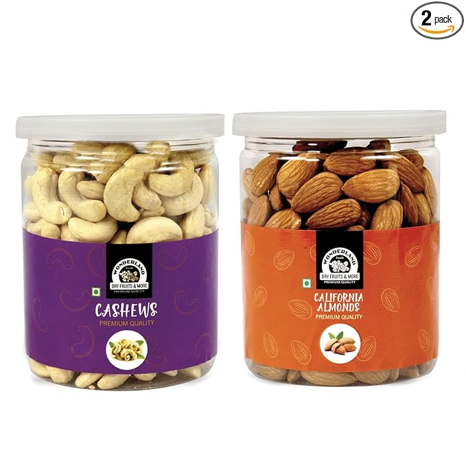 Wonderland Foods – California Almonds & Cashews W320 | 500g (250g X 2) Combo Pack at Rs. 369