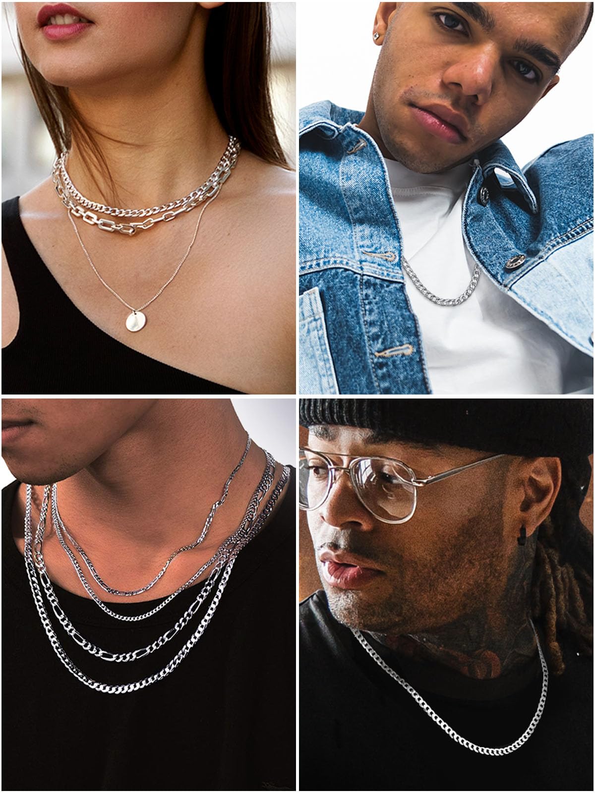 Silvora Cadena Gruesa Plata 925 Hombre Mujer 3/5mm Collar Simple Cuello | Material Hipoalergénico Plata de Primera Ley Uso Apilable con Colgante Joyería Hip Hop Rock Regalo