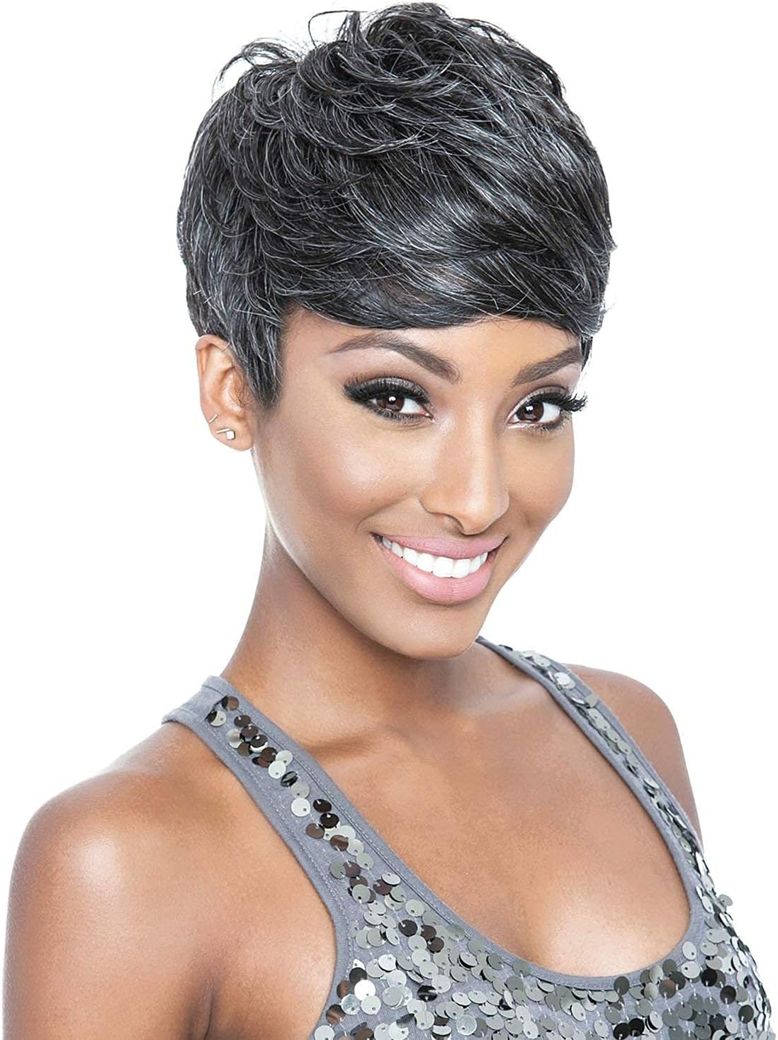 Short Pixie Cut Wigs for Black Women Grey Hair for Women Curly Synthetic Hair Wig for Black Women