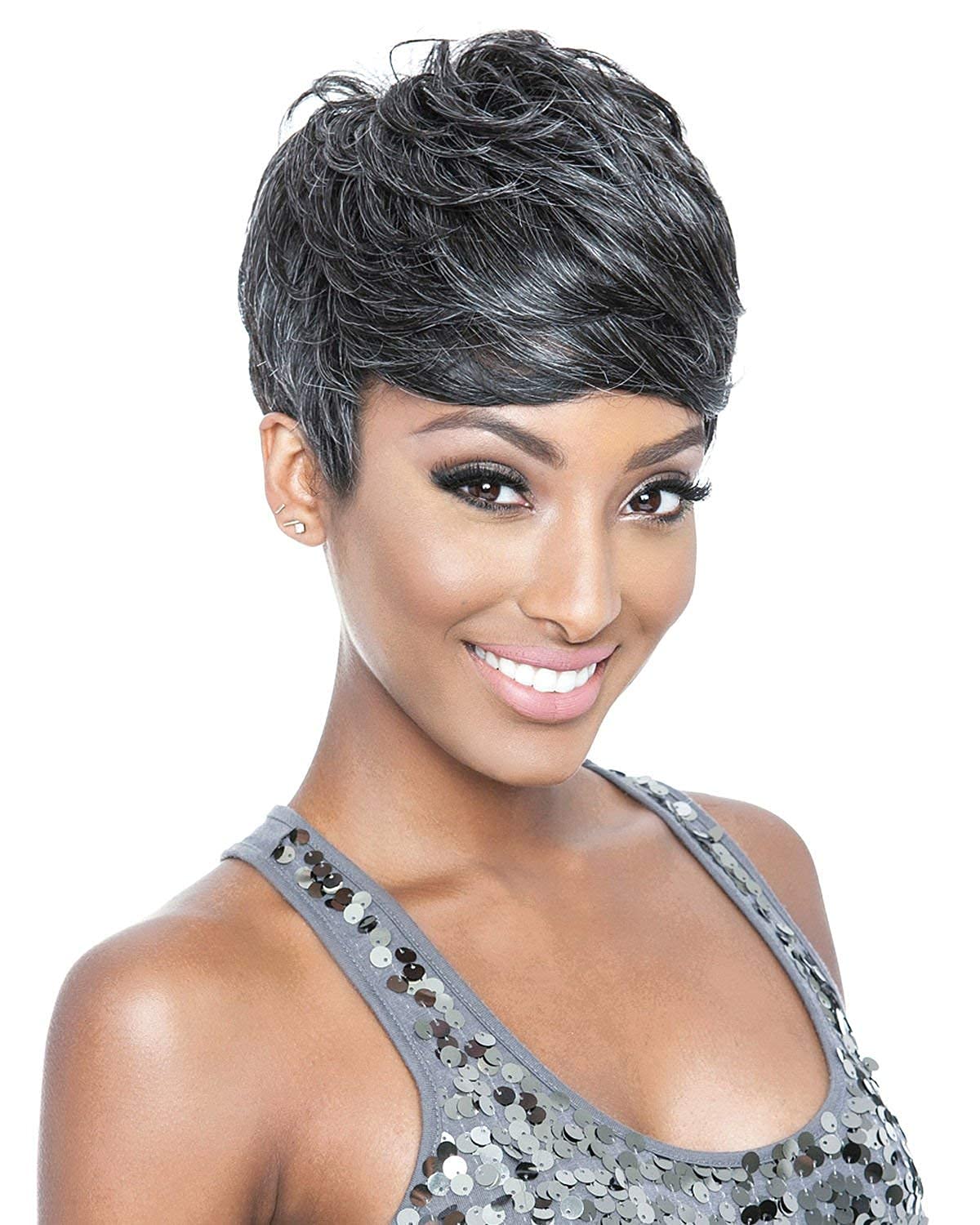 Short Pixie Cut Wigs for Black Women Grey Wigs for Women Black Mix Gray Short