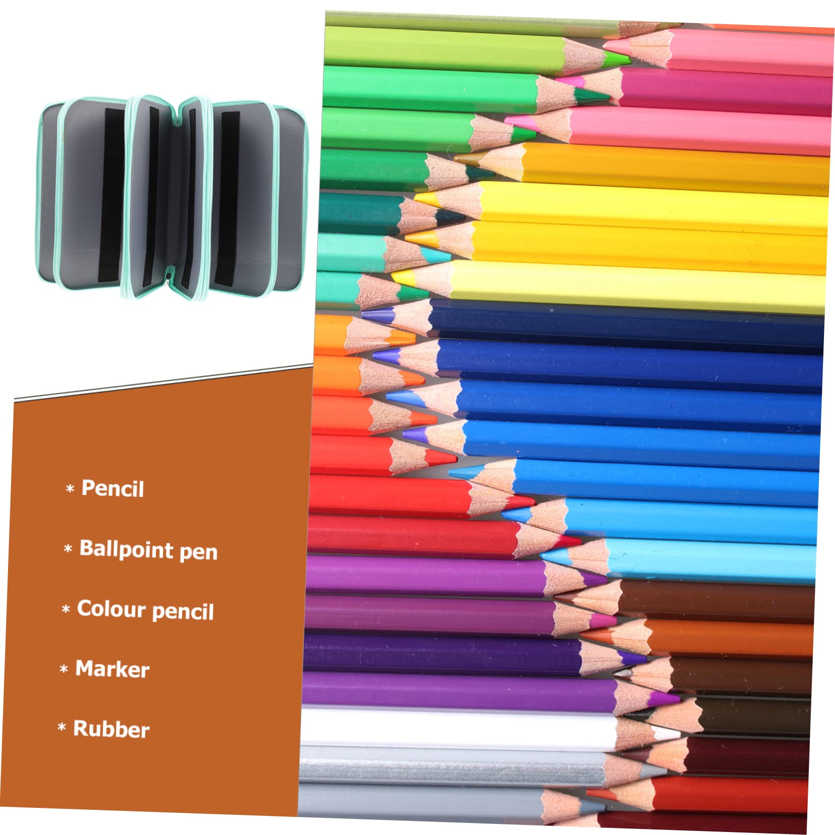 Housoutil Astuccio Portapenne Multistrato Maniglia, Grande Capienza | Tessuto Oxford Verde, Anelli Elastici Interni, per Scuola e Ufficio, Borsa Cancelleria Portatile