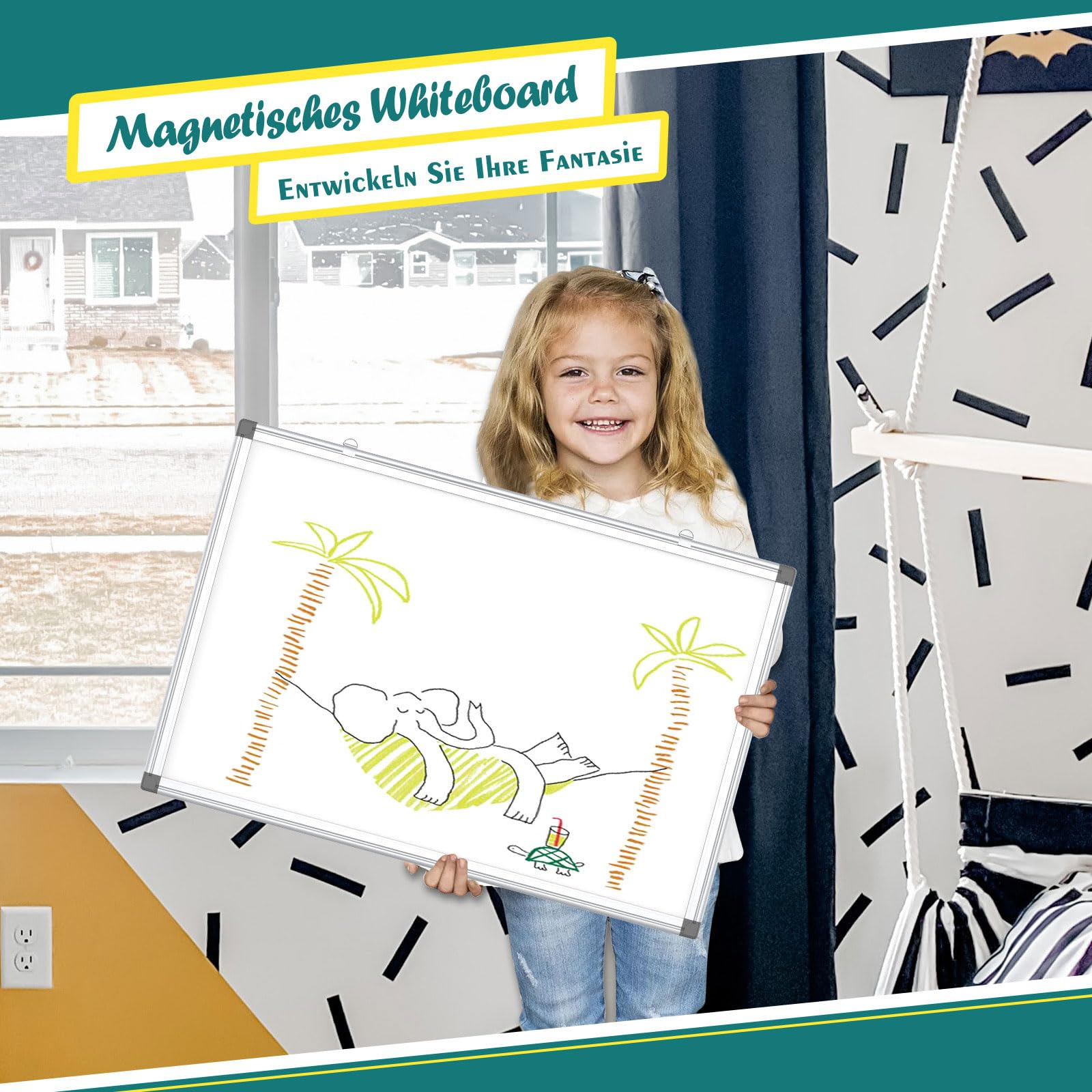 Magnetisch Whiteboard, 40x60cm Magnettafel mit Aluminiumrahmen, Magnetwand White Board mit Stiftablage und Haken