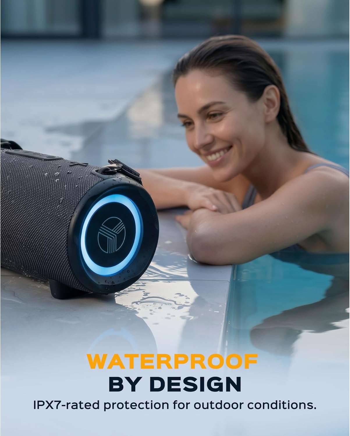 TREBLAB Loud Portable Wireless Bluetooth Speaker, 60W Deep Bass, IPX7 Waterproof Outdoor Speaker, 20H Rechargeable Battery, Built-in Powerbank, TWS Stereo Pairing, Mic, USB-C, Carrying Strap - HD-Max