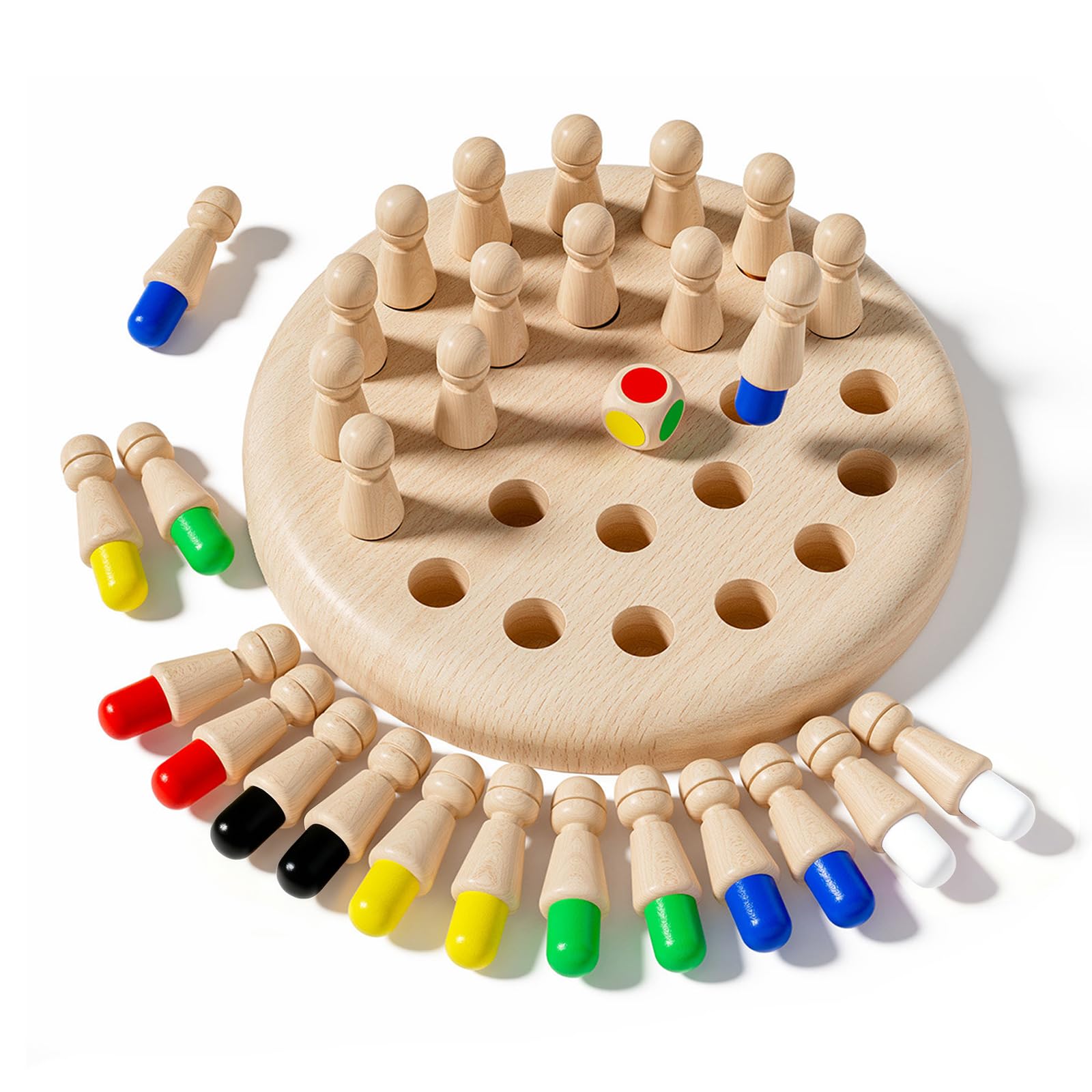 Memory Schach Holz Kinder, Montessori Spielzeug ab 4 Jahre, Schachspiel Lernspielzeug, Memory Spiel Verbessert das Gedächtnis und die Farbwahrnehmung, Geburtstagsgeschenke für Kinder