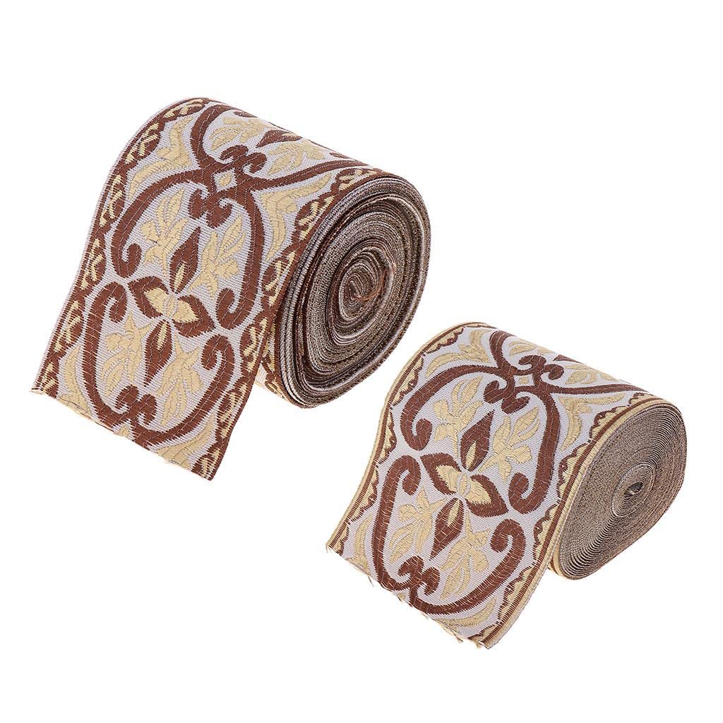 Juego de 10 cintas de tela jacquard beige de 5 m para costura y manualidades, 6 cm, color, 6 cm x 5 m