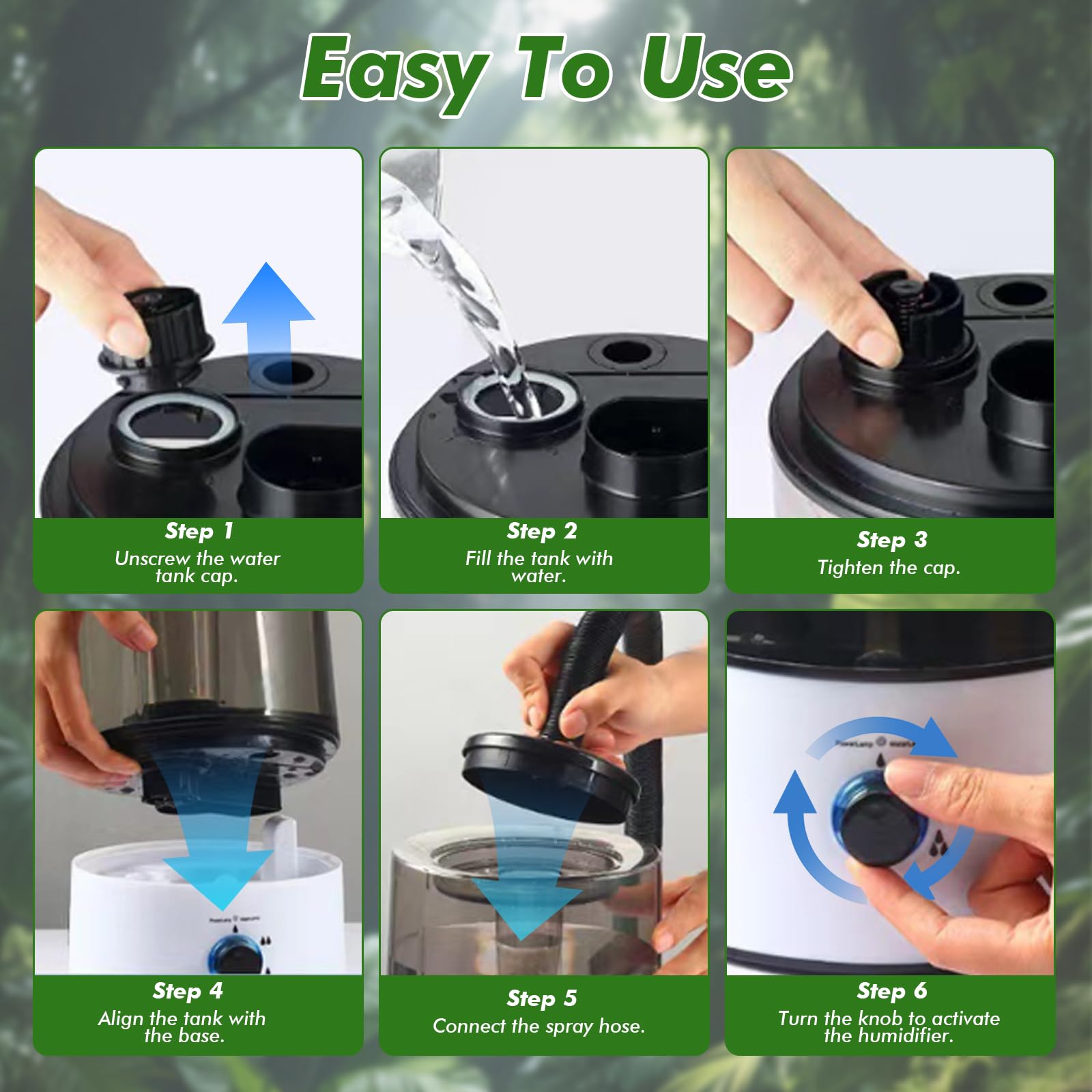 Umidificatore rettile terrario, accessorio per terrario con tubo di spruzzo regolabile, nebulizzatore ultraleggero con protezione contro il funzionamento a secco per rettili, anfibi e piante tropicali