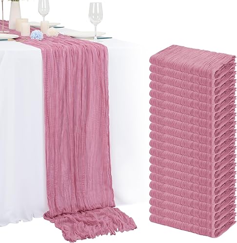 Miniatura 8 de Paquete de 20 caminos de mesa de gasa de terracota de 10 pies, estilo bohemio, romántico, camino de mesa largo de gasa para bodas, fiestas,