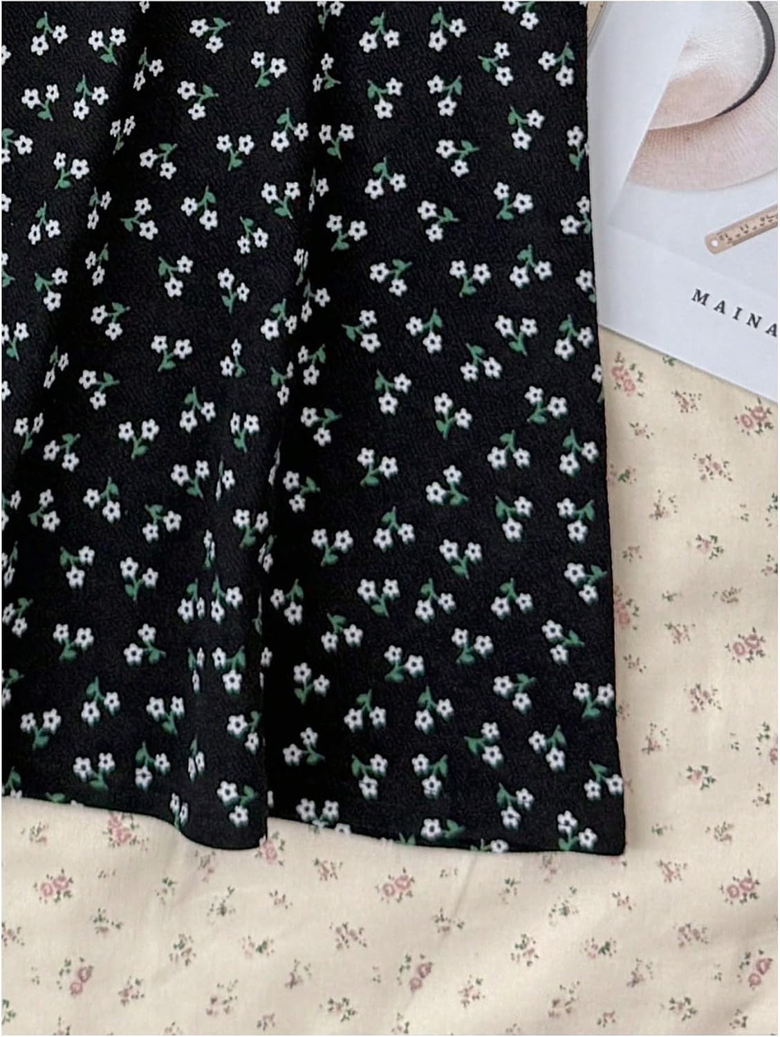 Girl's 2 Piece Cute Summer Outfits Ribbed Knit Crop Tops and Floral A Line Cami Sundresses Set - Image 3