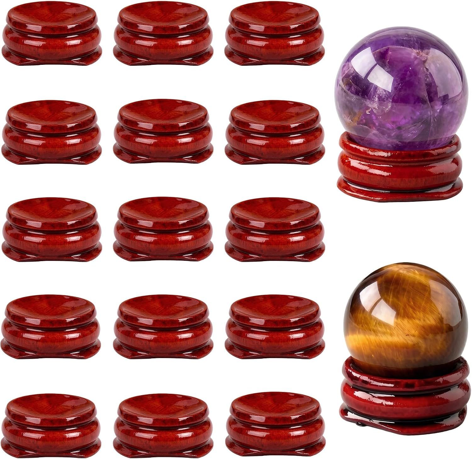 Wooden Sphere Stands for Display,15 Pcs,Rustic Style,1.2inch