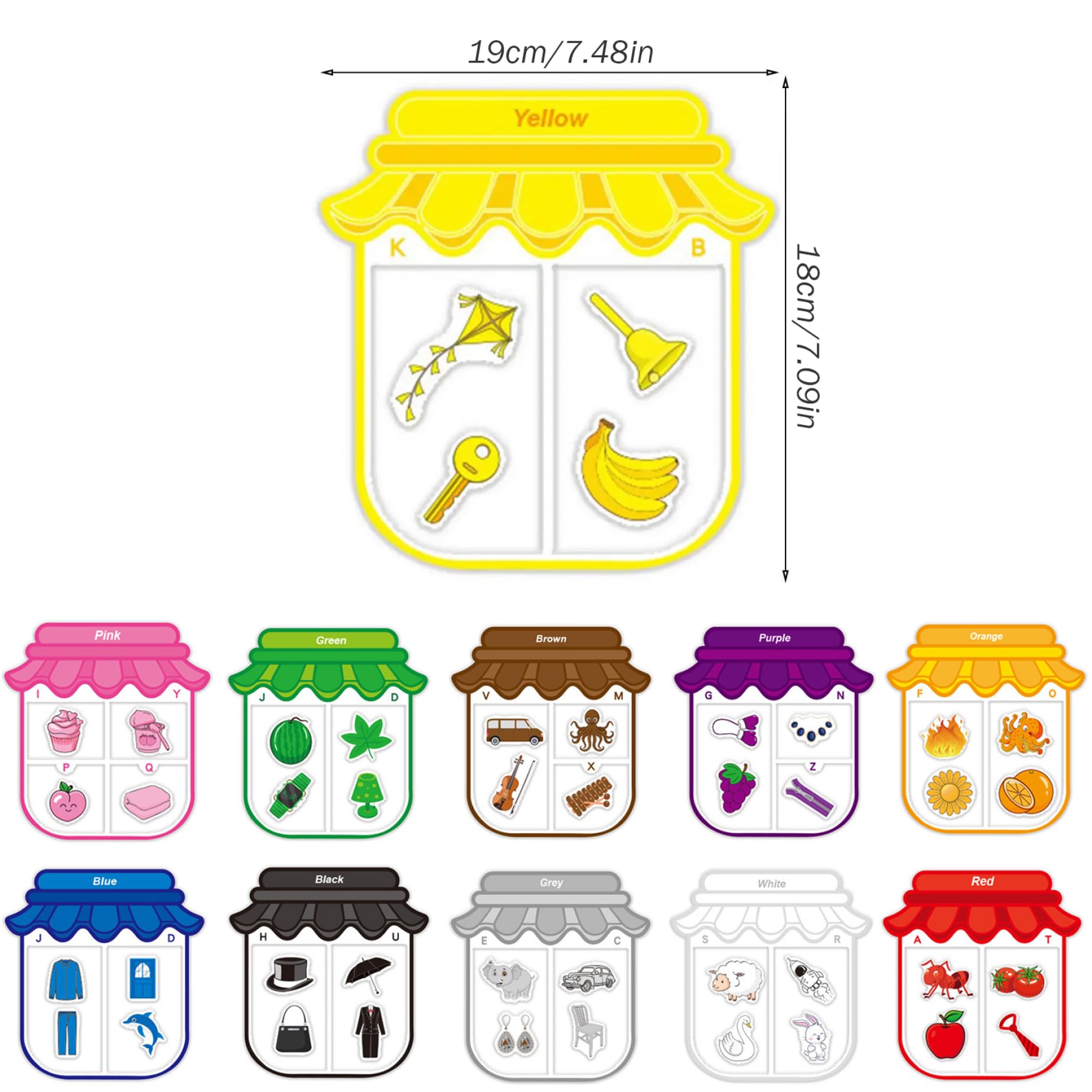 Aimants pour Les Tout-Petits, Jeu de tri des Couleurs magnétiques pour Les aimants d'entraînement cognitif pour Les Enfants avec 11 Couleurs et 44 Alphabet et vocabulaire