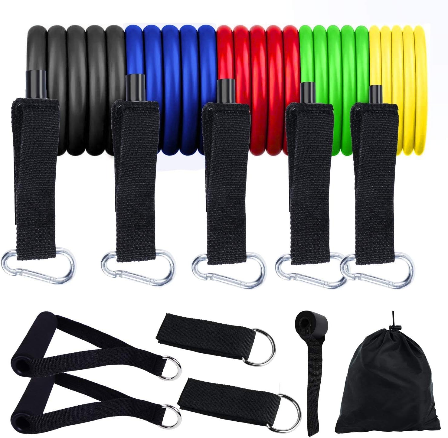11 Pack Resistance Bands Set, Exercise Bands with Door Anchor, Handles, Waterproof Carry Bag, Legs Ankle Straps for Home Workouts, Gym Training, Yoga
