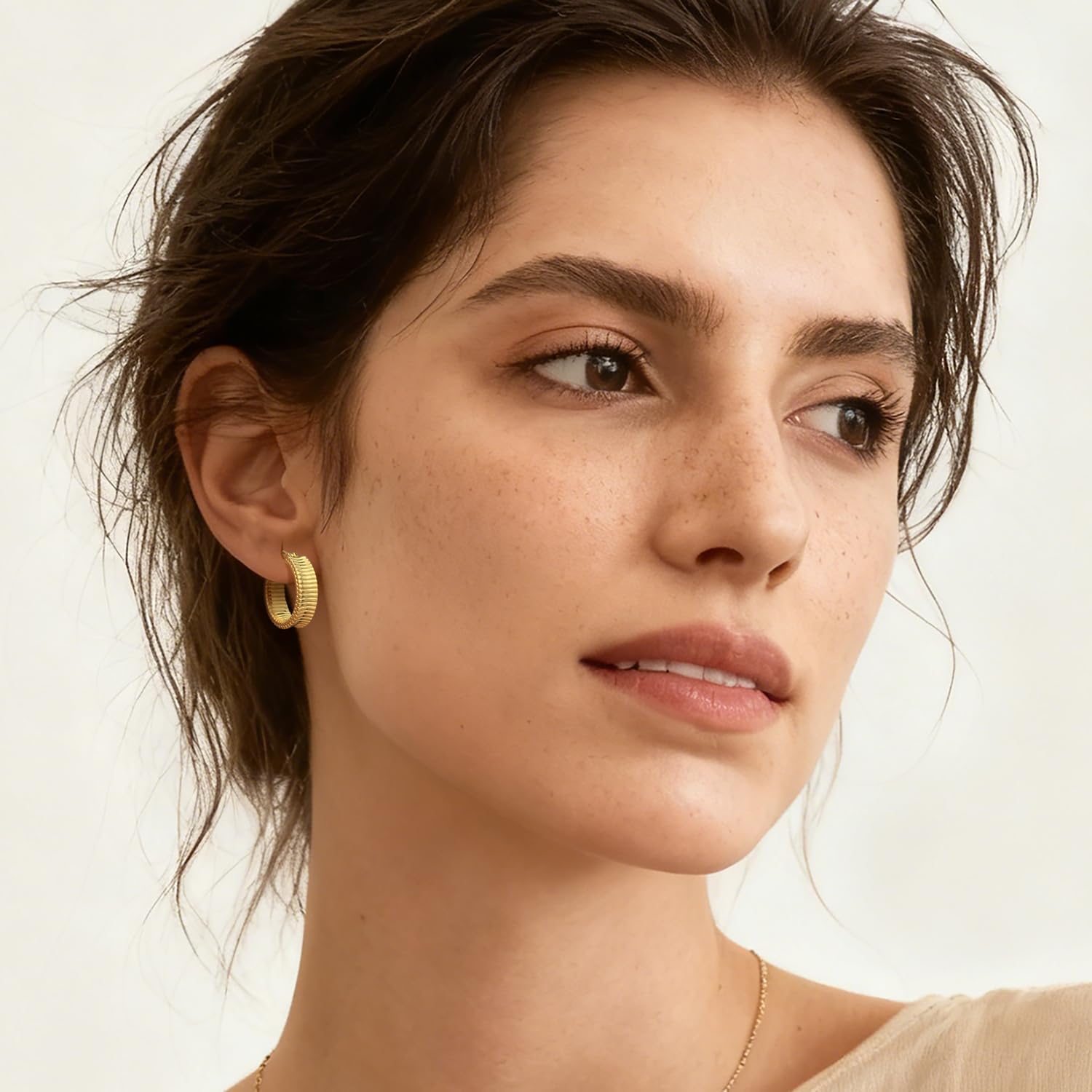 KKR Gold Hoop Earrings for Women 14K Gold Earrings for Women Unique Hoop Earring for Womens Hoops Stylish Practical and Favorable Fashion Trendy Hoops Earring for Womens 19mm - Image 3