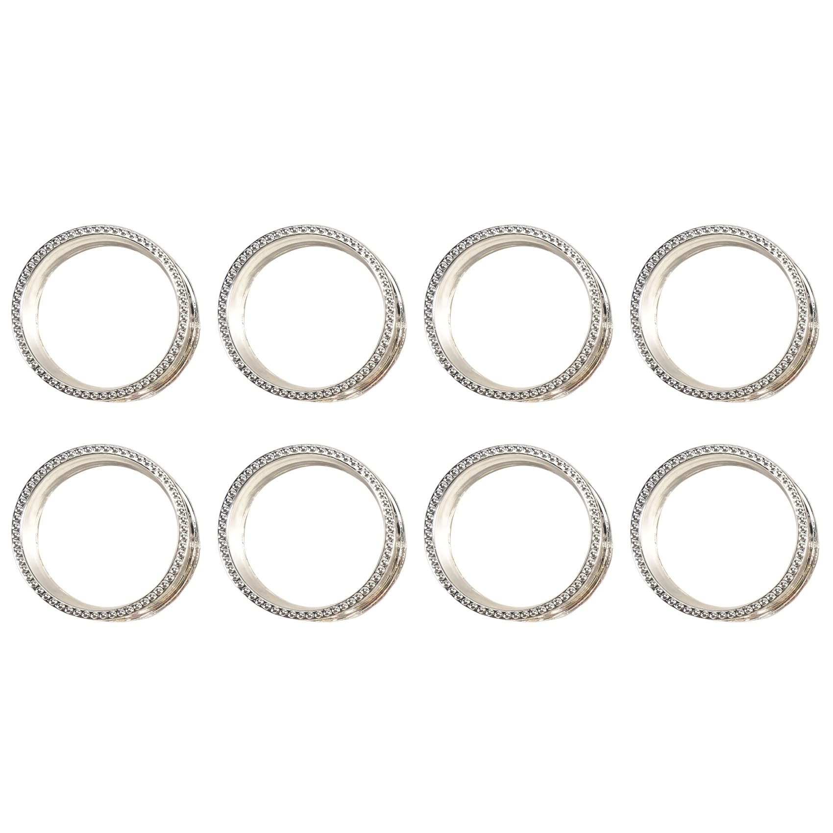 MOLERRI 8 Pieces of Zinc alloy Beaded Napkin Ring Delicate Napkin Buckle (Silver)