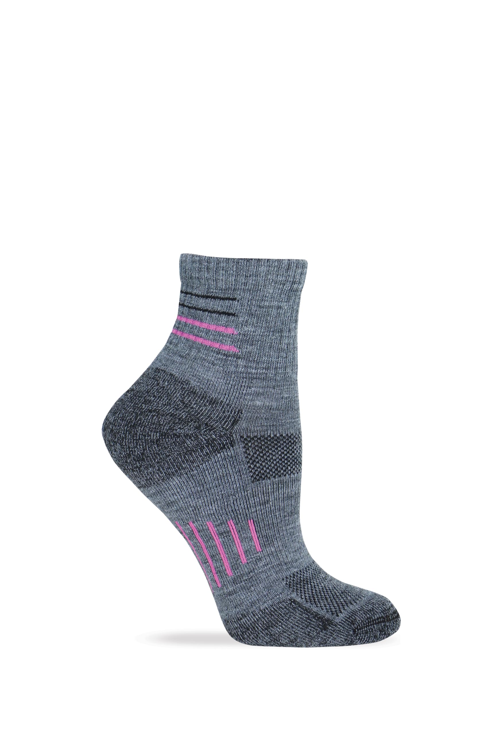 Wise Blend Ladies Quarter Hiker Socks 1 Pair, Charcoal, Women's 6-9 Shoe