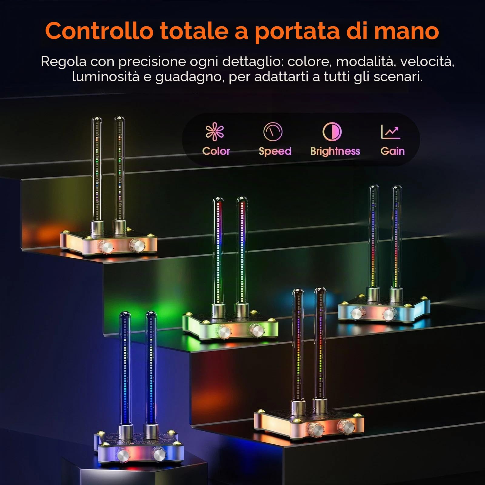 Nobsound RGB LED tubo musica spettro ritmo luce retrò livello sonoro metro microfono pickup per home stereo sistema desktop regalo con regolazione della sensibilità
