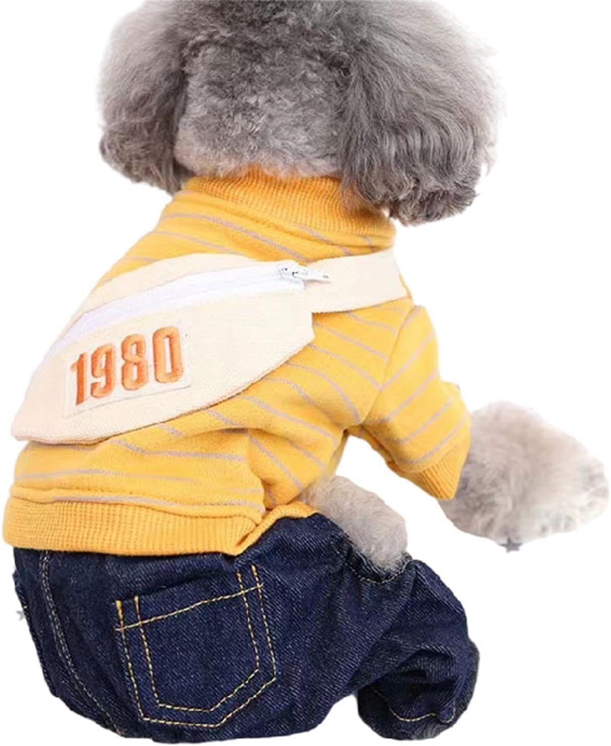 Dog Clothes Satchel Backpack Denim Straps Pants Pet Stripe