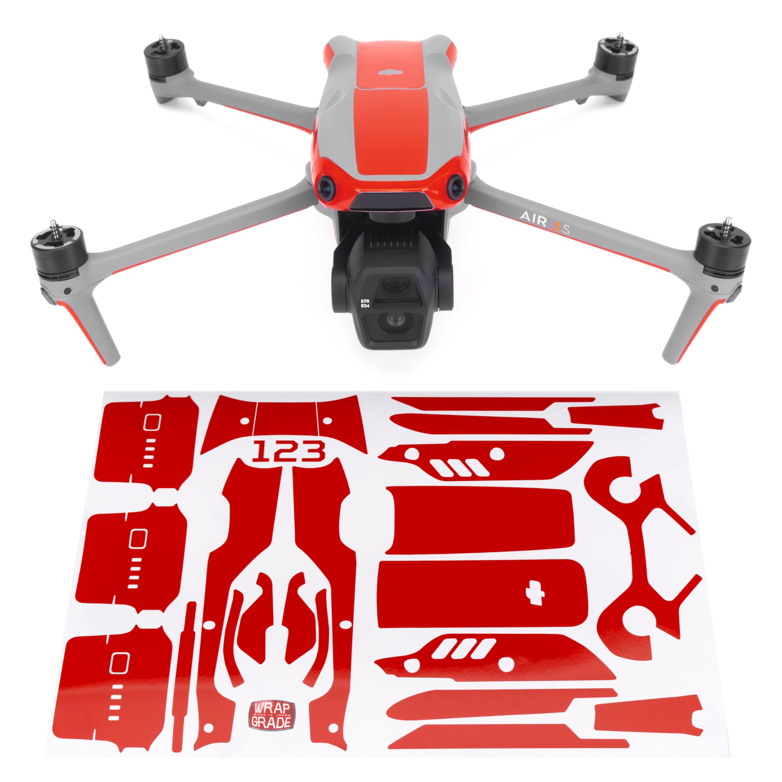 WRAPGRADE Skin Decal Sticker Accent Color Compatible with DJI Air 3S (Super Red)