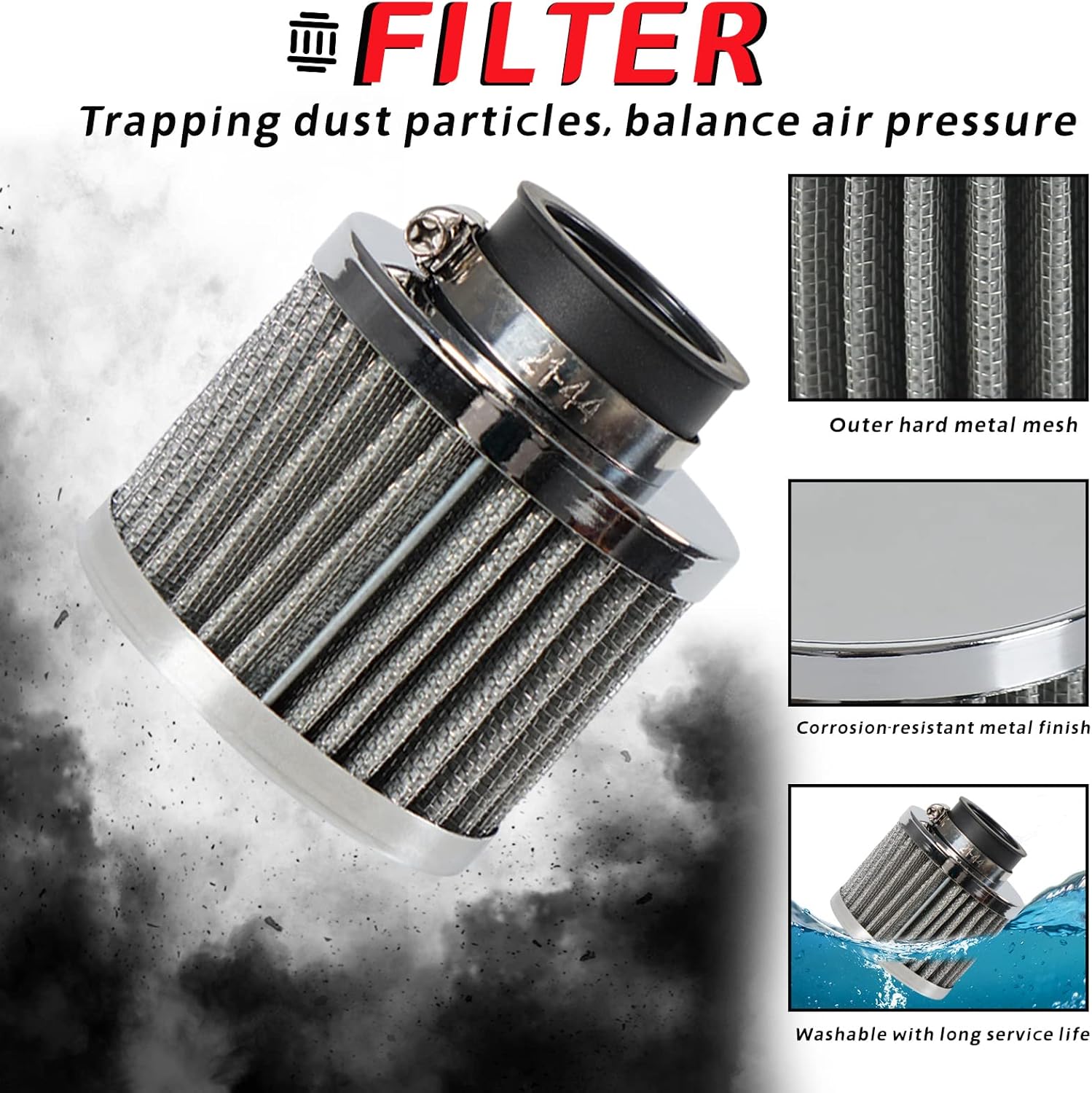 Universal 10AN Oil Catch Can Tank Baffled 750ml with Filter Aluminum Silver HTRACING