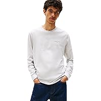 Tommy Jeans Uomo Maglietta a Maniche Lunghe Slim Chest Linear in Cotone