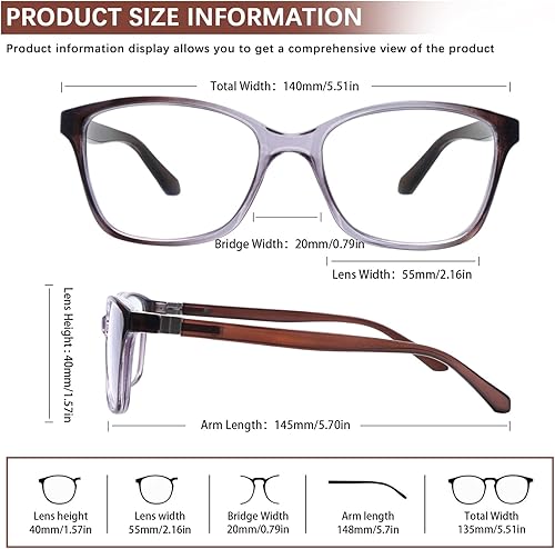 Miniatura 2 de STASTEND 3 Pack Progressive Multifocus Reading Glasses Blue Light Blocking Multifocal Readers for Women Men with Spring Hinge