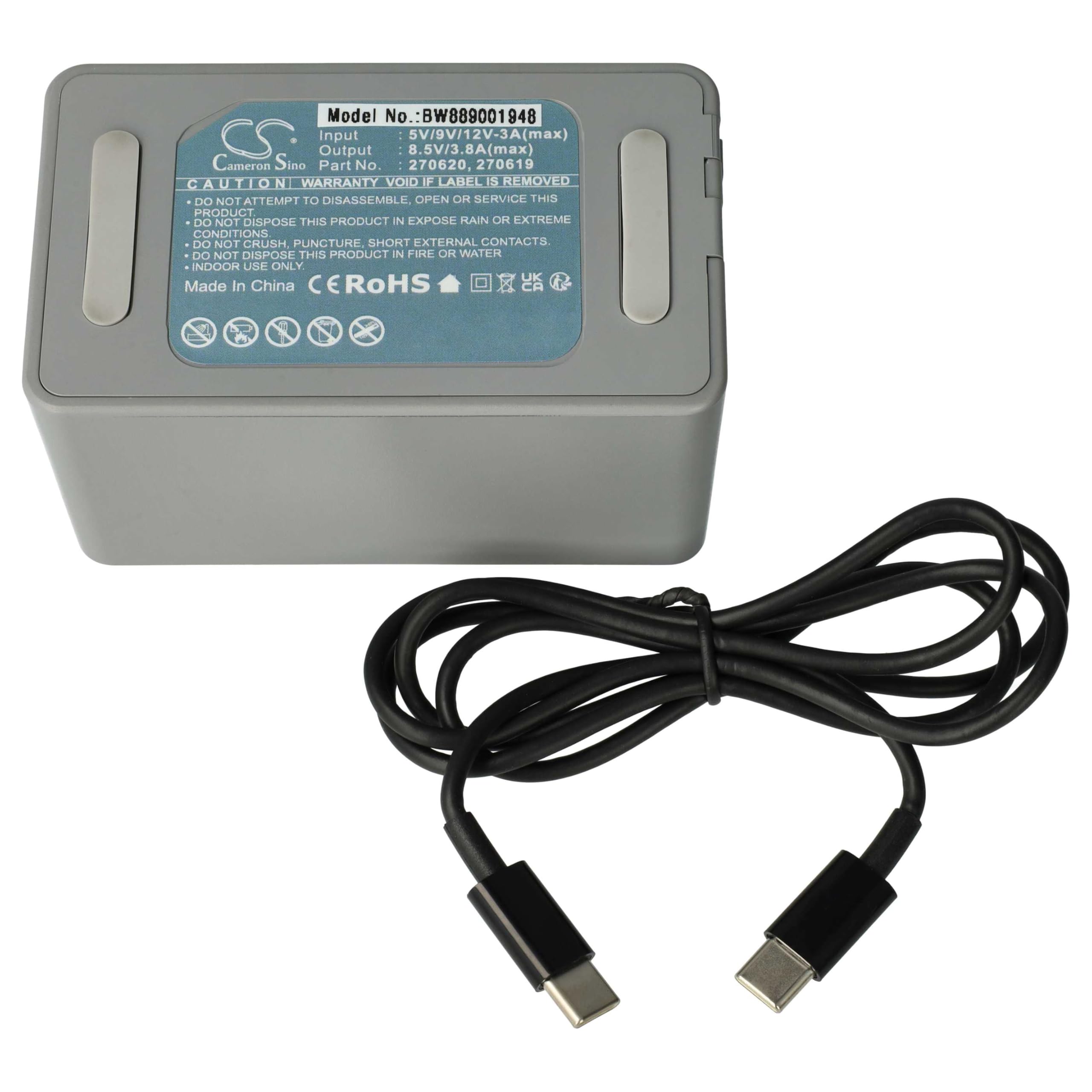vhbw caricabatterie USB-C da 3 compatibile con DJI BWX162-3850-7.38, BWX162-2453-7.38, 270620, 270619 drone (caricatore multiplo)