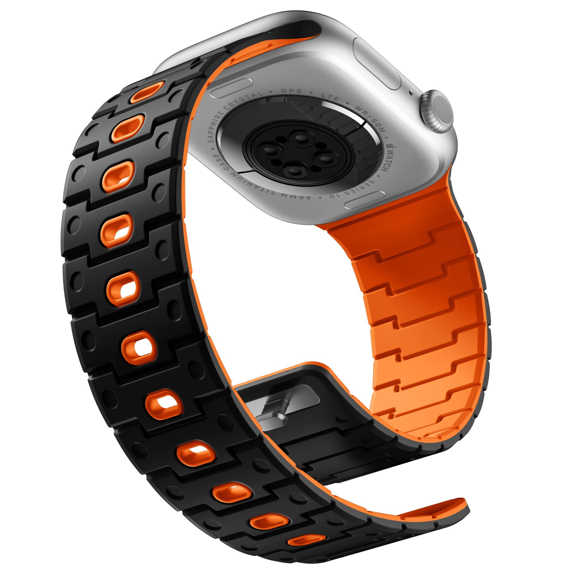 Bandletic Kompatibel mit Apple Watch Ultra 3/2/1 Armband - 49mm 46mm 45mm 44mm 42mm für iWatch Armband SE Ultra Series 11 10 9 8 7 6 5 4 3 2 1 Silikon Sport Magnetbänder Band für Herren Damen