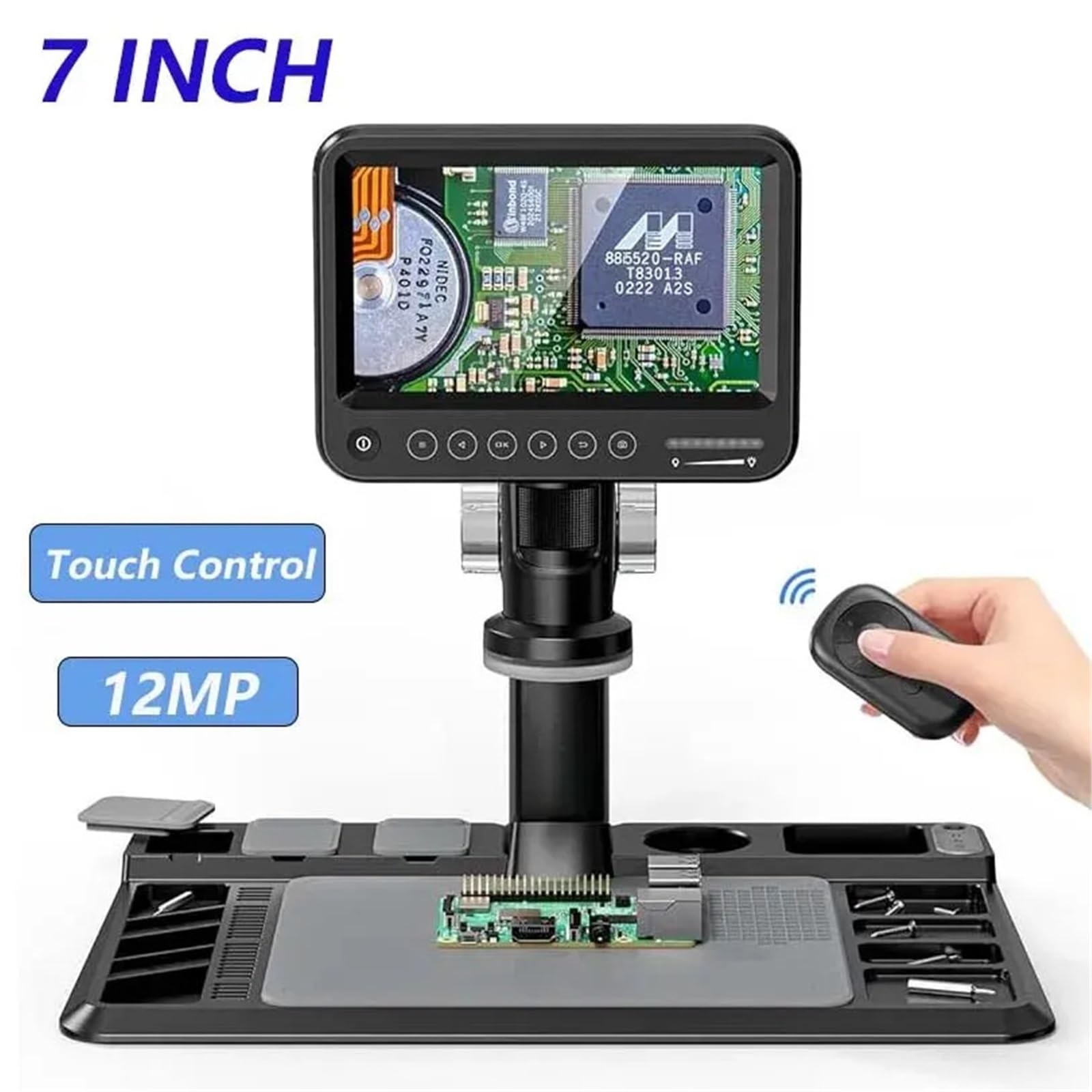 Digitales Mikroskop. Digitalmikroskop 12MP, 7-Zoll-IPS-Display, 28 LEDs Tragbar