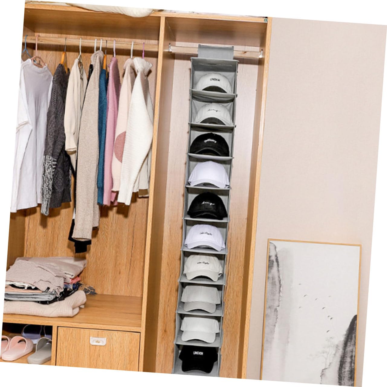 ABOOFAN 1 Borsa Organizer in Tessuto Non Tessuto Da Appendere A 10 Strati Per Riporre Gli Grigia Per Dormitori E Spazi Limitati
