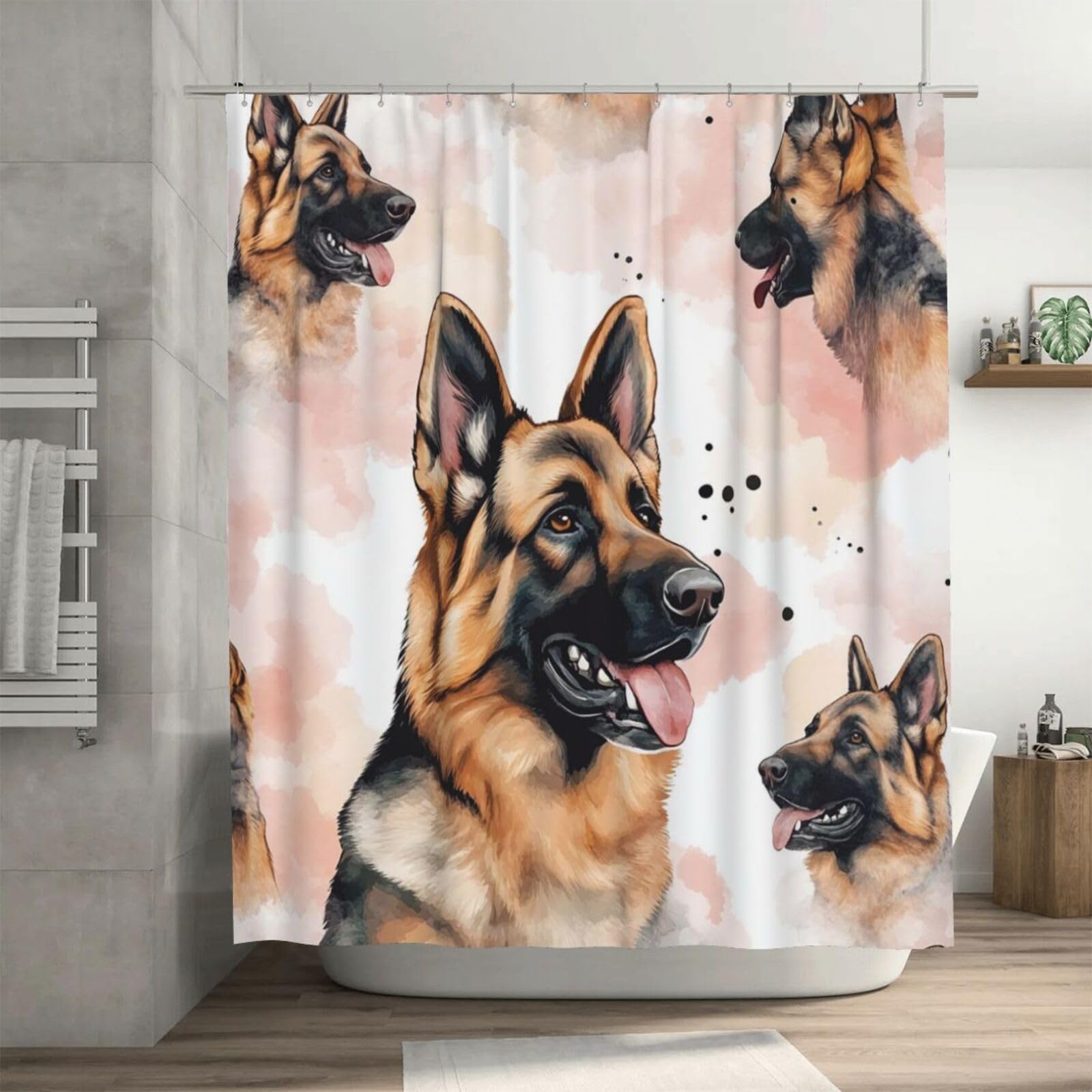Rideau de douche de salle de bain 183 x 183 cm en tissu moderne lavable avec crochets