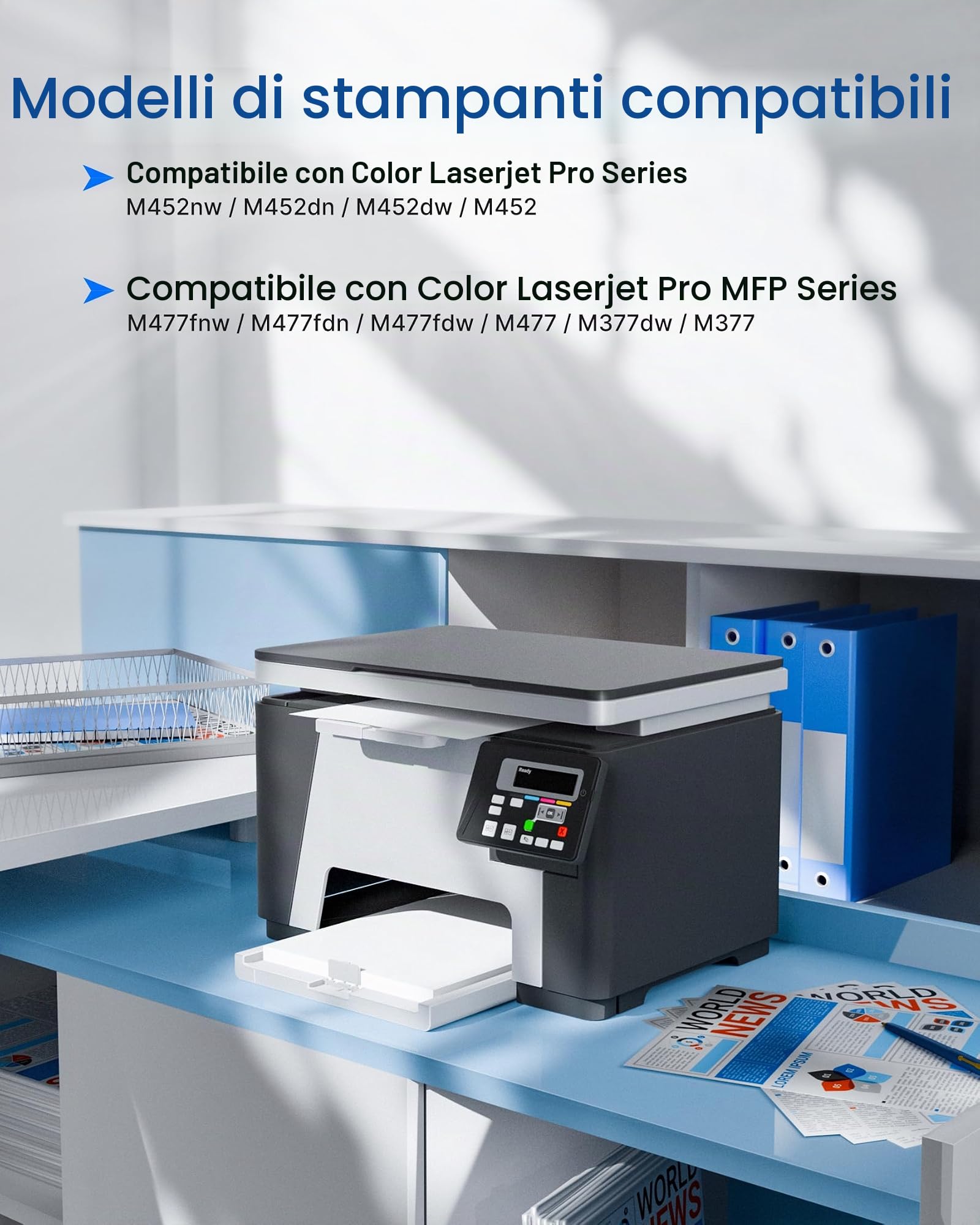 GPC Image Toner Compatibili per HP 410A 410X per MFP M477fdw M377dw 4-Pack | Compatibili per HP, Color LaserJet Pro MFP M477fdn, M452nw, M452dn, M477fnw, M477dw, M477, M452, Nero, Ciano, Magenta, Giallo