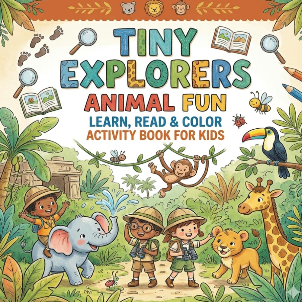 Tiny Explorers: Animal Fun: Learning and Coloring Book for Kids: Simple Facts, Sounds, and Creative Coloring Pages for Young Animal Lovers